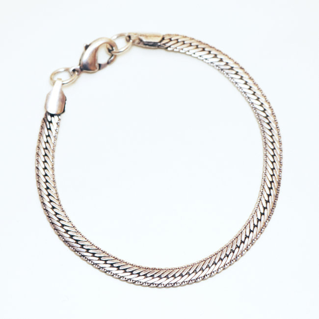 Bracelet chaîne snake serpent plat argenté 5 mm - Inde 007