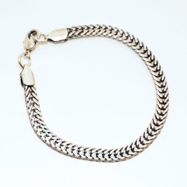 Bracelet chaîne snake serpent laiton argenté 5 mm - Inde 011