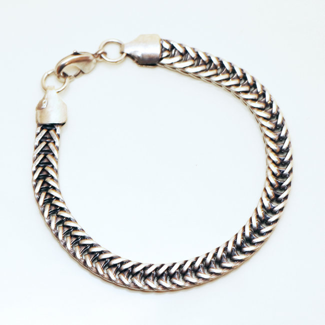 Bracelet chaîne snake serpent argenté 6 mm - Inde 012