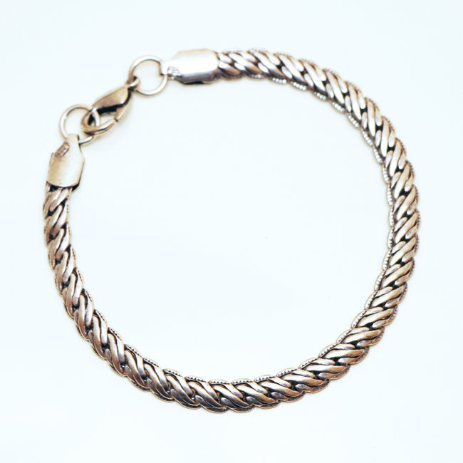 Bracelet chaîne snake serpent plat argenté 5 mm - Inde 014