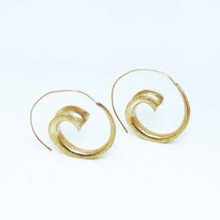 Bijoux Indiens Ethniques boucles d'oreilles créoles spirales escargots en bronze doré or lisses - Inde 004 b