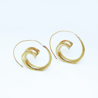 Bijoux Indiens Ethniques boucles d'oreilles croles spirales escargots en bronze dor or lisses - Inde 004 b