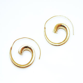 Bijoux Indiens Ethniques boucles d'oreilles croles spirales escargots en bronze dor or lisses - Inde 004