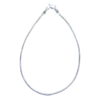Bijoux Indiens Ethniques Collier chaine snake serpent  homme femme souple fluide mailles laiton plaqu argent rond 3 mm - Inde 005