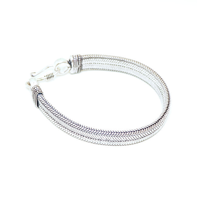 Bracelet chaîne snake serpent argenté plat 9 mm - Inde 024
