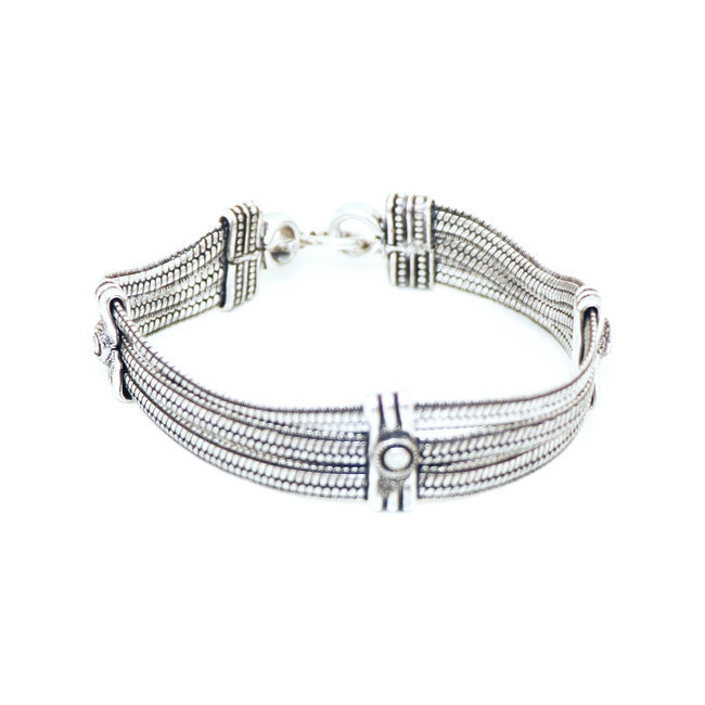 Bracelet indien multi-chaînes argenté - Inde 032