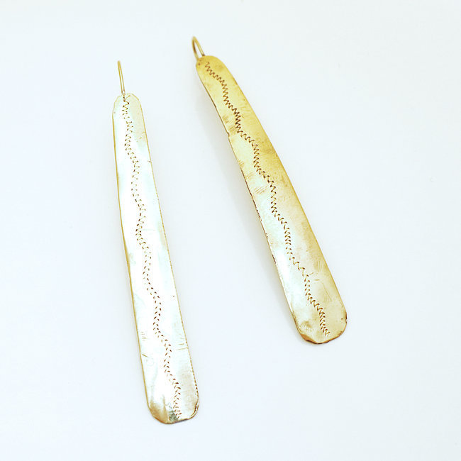 Boucles d'oreilles tiges en bronze doré - Mali 036