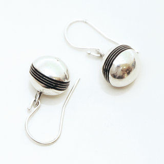 Bijoux ethniques touareg boucles d'oreilles en argent 925 rondes boules et bois bne - Niger 039 b