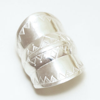 Bijoux ethniques touareg bague en argent 925 large rglable ajustable ouverte grave - Niger 047 b