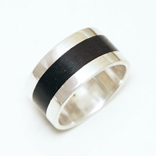 Bijoux touareg ethniques bague anneau alliance en argent 925 massif homme femme de mariage duo fianailles contemporaine design et bois d' bne - Niger 012 a