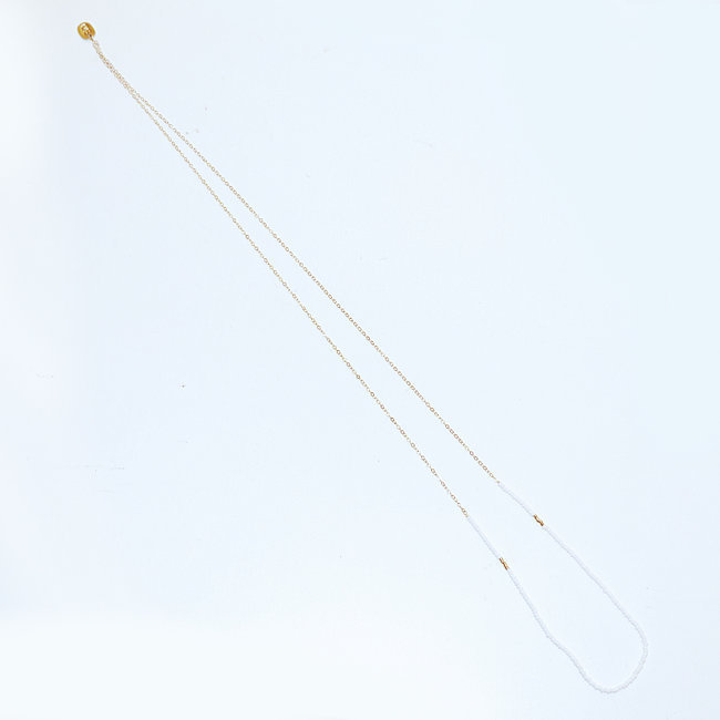 Collier sautoir chaîne gold-filled 14K perles blanches plaqué or - Sidai Designs 003