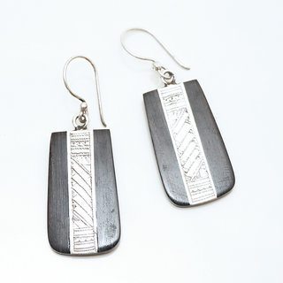 Bijoux ethniques touareg boucles d'oreilles en argent 925 graves pendantes et bois bne - Niger 041