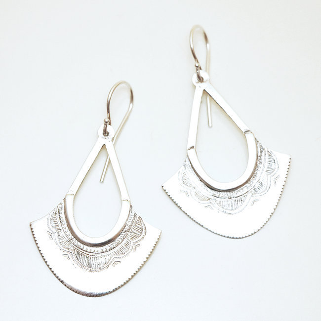 Boucles d'oreilles argent massif 925 touareg pendantes - Niger 014