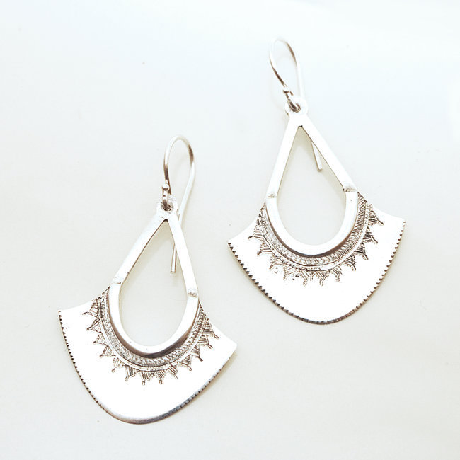 Boucles d'oreilles argent massif 925 touareg pendantes - Niger 015