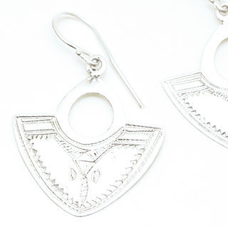 Bijoux ethniques touareg boucles d'oreilles en argent 925 massif pendantes longues graves - Niger 025 b