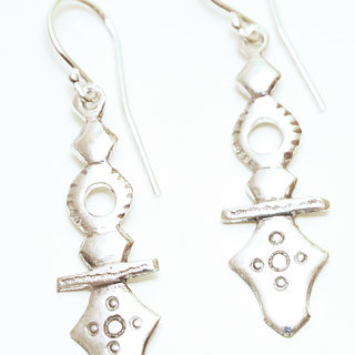 Bijoux ethniques touareg boucles d'oreilles en argent 925 massif pendantes graves Croix du sud d'agadez de Zinder - Niger 031 b