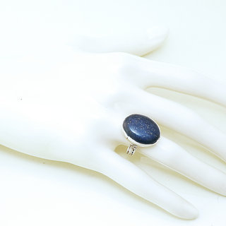 Bijoux ethniques touareg bague en argent 925 massif femme homme pierres semi-prcieuses Lapis-Lazuli bleu fonc grande ovale grave artisanale - Niger 017b