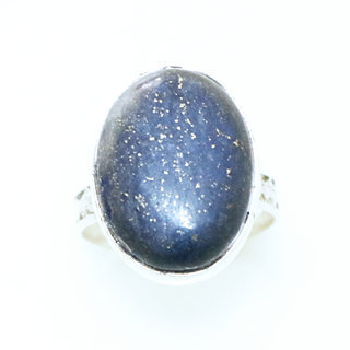 Bijoux ethniques touareg bague en argent 925 massif femme homme pierres semi-prcieuses Lapis-Lazuli bleu fonc grande ovale grave artisanale - Niger 017c