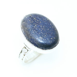 Bijoux ethniques touareg bague en argent 925 massif femme homme pierres semi-prcieuses Lapis-Lazuli bleu fonc grande ovale grave artisanale - Niger 017a