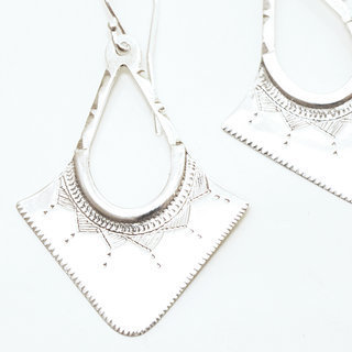 Bijoux ethniques touareg boucles d'oreilles en argent 925 pendantes longues graves - Niger 044 b