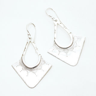Bijoux ethniques touareg boucles d'oreilles en argent 925 pendantes longues graves - Niger 044