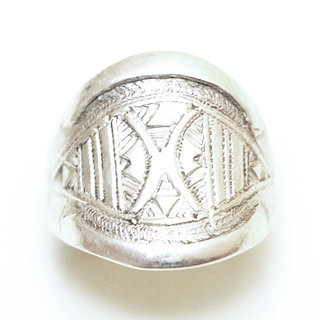 Bijoux ethniques touareg bague en argent 925 homme femme bandeau grave - Niger 080 b