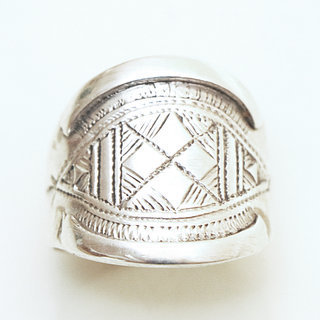 Bijoux ethniques touareg bague en argent 925 homme femme bandeau grave - Niger 081 b