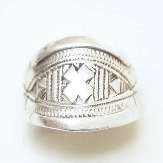 Bijoux ethniques touareg bague en argent 925 homme femme bandeau grave - Niger 082 b