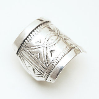 Bijoux ethniques touareg bague en argent 925 homme femme chevalire large grave - Niger 088