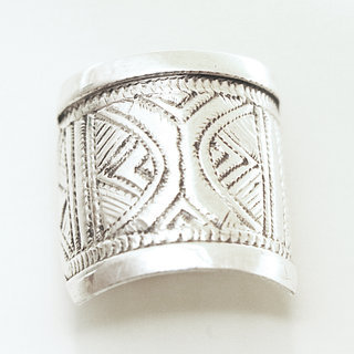 Bijoux ethniques touareg bague en argent 925 homme femme chevalire large grave - Niger 089 b