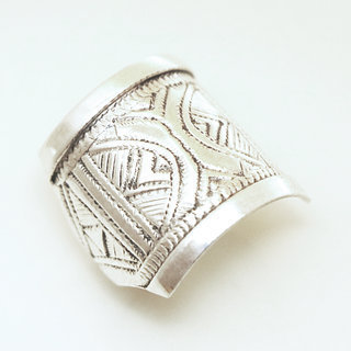 Bijoux ethniques touareg bague en argent 925 homme femme chevalire large grave - Niger 089