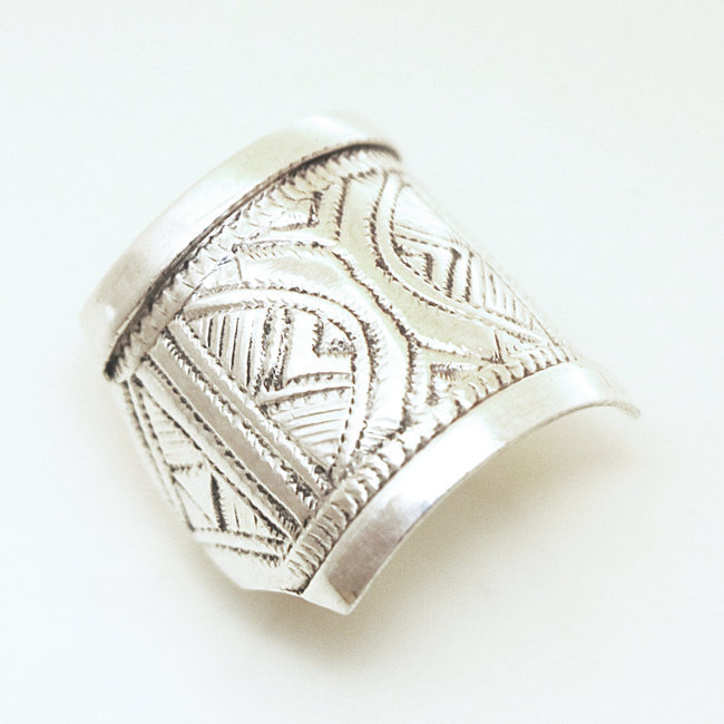 Bague argent massif 925 touareg chevalière carrée - Niger 089