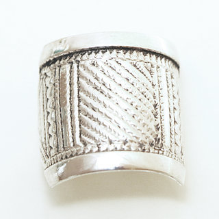 Bijoux ethniques touareg bague en argent 925 massif homme femme chevalire large grave - Niger 090b