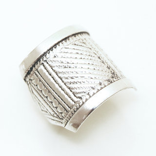 Bijoux ethniques touareg bague en argent 925 massif homme femme chevalire large grave - Niger 090a