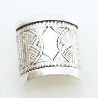 Bijoux ethniques touareg bague en argent 925 homme femme chevalire large grave - Niger 091 b