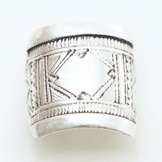 Bijoux ethniques touareg bague en argent 925 homme femme chevalire large grave - Niger 092 b