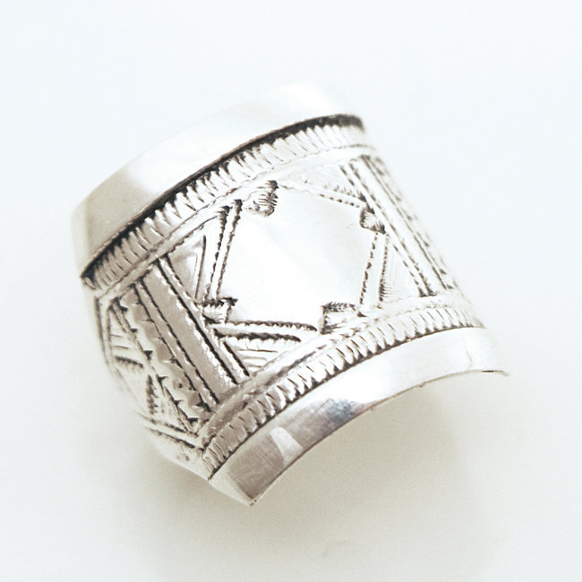 Bague argent massif 925 touareg chevalière carrée - Niger 092