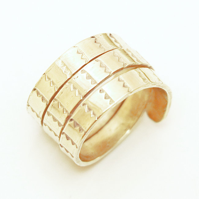 Bague anneau spirale Peul-Fulani bronze doré - Mali 008