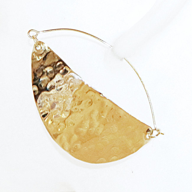 Bijoux ethniques Africains boucles d'oreilles pendantes lunes martelées peul fulani bronze doré or - Mali 060
