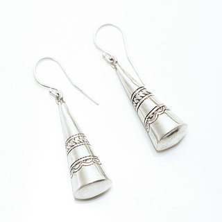 Bijoux ethniques touareg boucles d'oreilles en argent 925 pendantes longues graves cnes - Niger 045