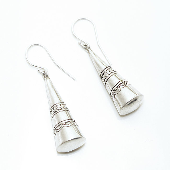 Boucles d'oreilles argent massif 925 touareg cônes - Niger 045