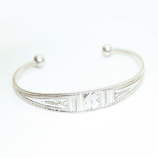 Bijoux ethniques touareg bracelet en argent 925 massif homme femme enfant gourmette jonc ouvert plat grav - Niger 011 b