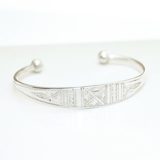 Bijoux ethniques touareg bracelet en argent 925 massif homme femme enfant gourmette jonc ouvert plat gravs - Niger 012 b