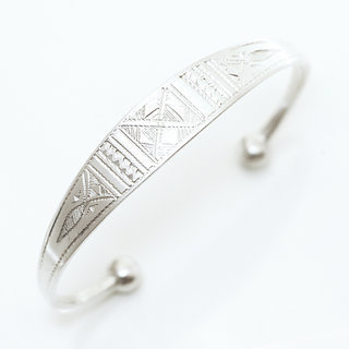 Bijoux ethniques touareg bracelet en argent 925 massif homme femme enfant gourmette jonc ouvert plat gravs - Niger 012