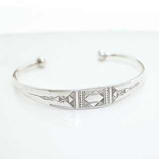 Bijoux ethniques touareg bracelet en argent 925 massif homme femme enfant gourmette jonc ouvert plat gravs - Niger 013 c