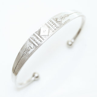 Bijoux ethniques touareg bracelet en argent 925 massif homme femme enfant gourmette jonc ouvert plat gravs - Niger 014