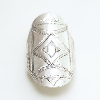 Bijoux ethniques touareg bague en argent 925 massif homme femme longue navette grave - Niger 111 b