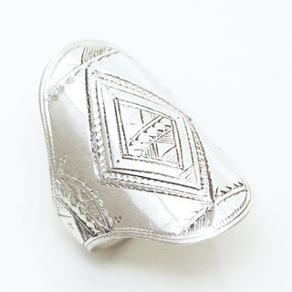 Bijoux ethniques touareg bague en argent 925 massif homme femme longue navette grave - Niger 113