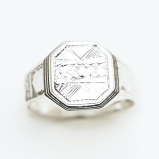 Bijoux ethniques touareg bague en argent 925 massif chevalire femme homme grave bois d'bne - Niger 029 b