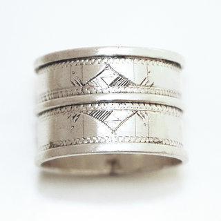 Bijoux ethniques touareg bague en argent 925 massif anneau alliance de mariage duo homme femme large grave - Niger 117 b